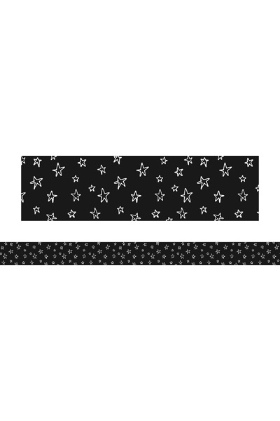 Black & White Stars - Large Border (Pack of 12)