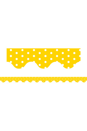 Yellow Polka Dots - Scalloped Borders (Pack of 12)