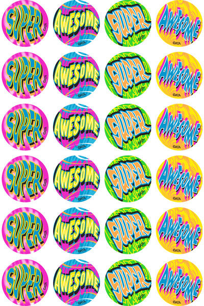 Super/Awesome - Fluoro Stickers (Pack of 96)