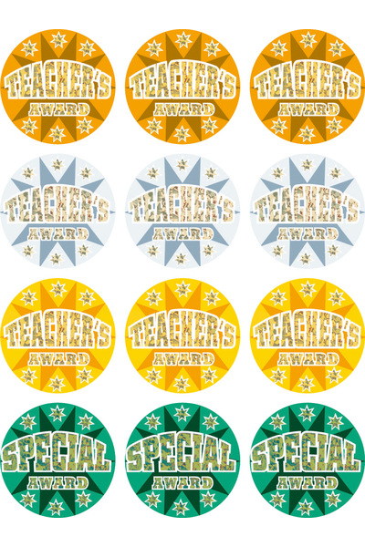 Teacher's Award (40mm) - Holographic Foil Glitz Stickers (Pack of 48)