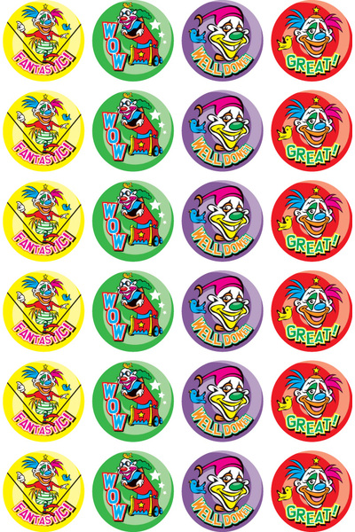 Clowns in Town - Merit Stickers (Pack of 96)