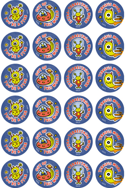 Alien Invaders - Metallic Merit Stickers (Pack of 96)