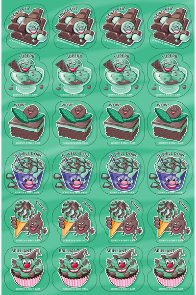 Choc Mint - Scented Shapes Stickers (Pack of 72)