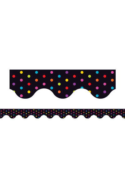 Multicolour Polka Dots (Black) - Magnetic Scalloped Borders (Pack of 12)