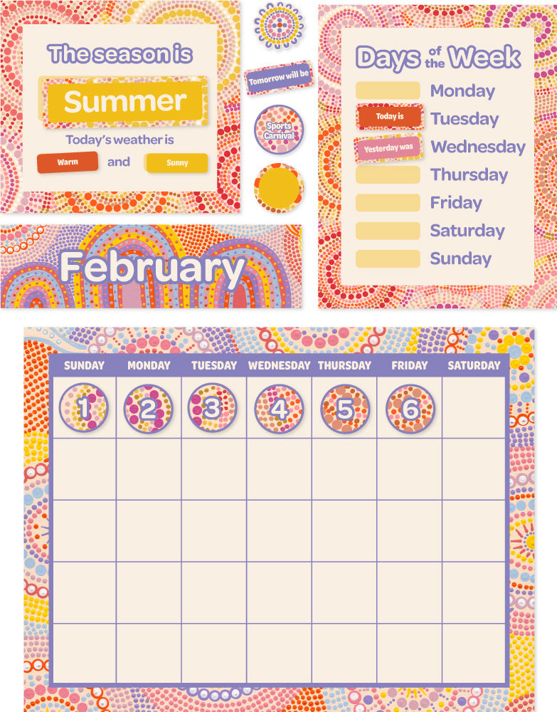 Rainbow Dreaming - Calendar Bulletin Board Set