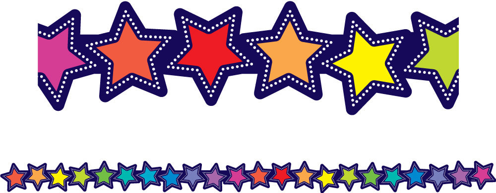 Rainbow Stripes (Stars) - Die-Cut Borders (Pack of 12)