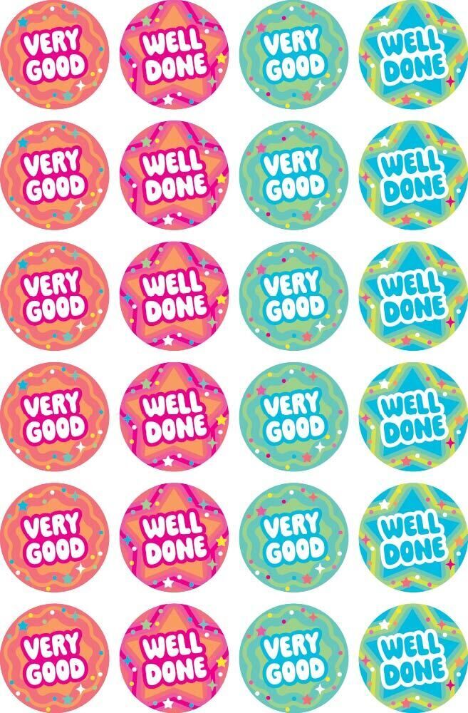 Very Good/Well Done Fluoro Stickers