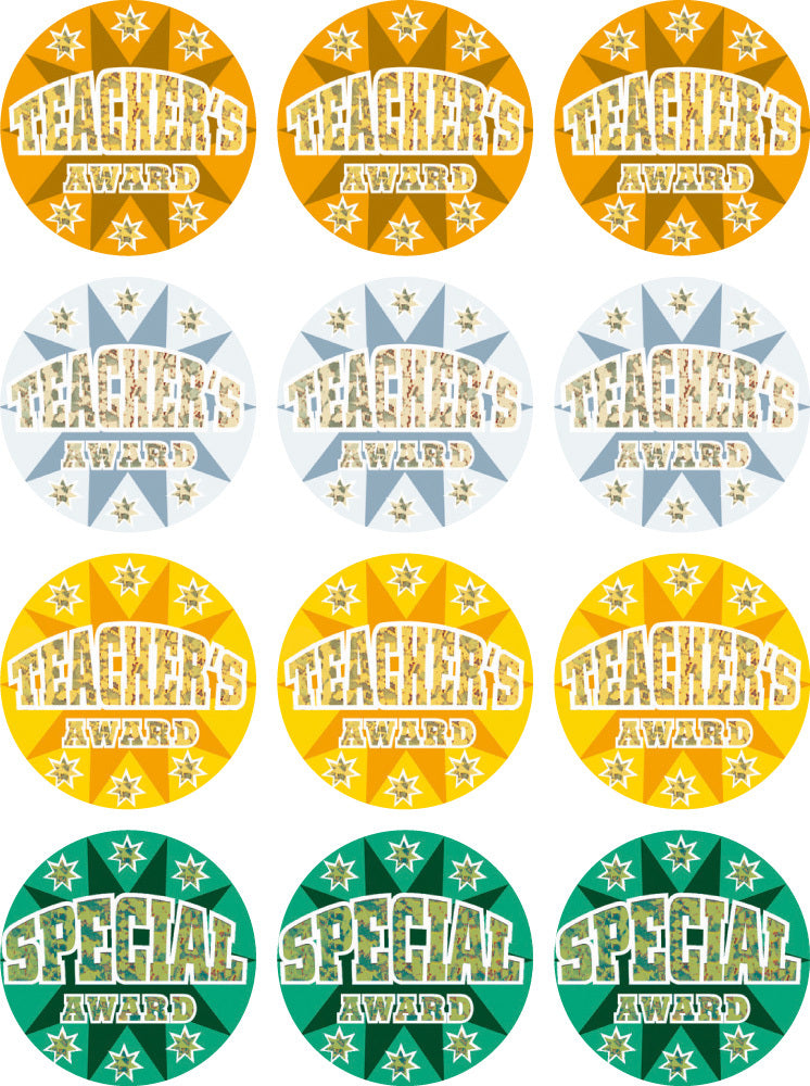 Teacher's Award 40mm Holographic Laser Stickers