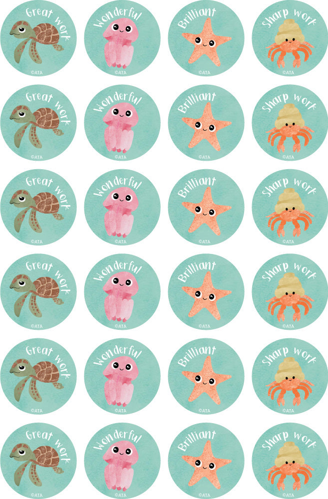 Reef Creatures - Merit Stickers (Pack of 96)