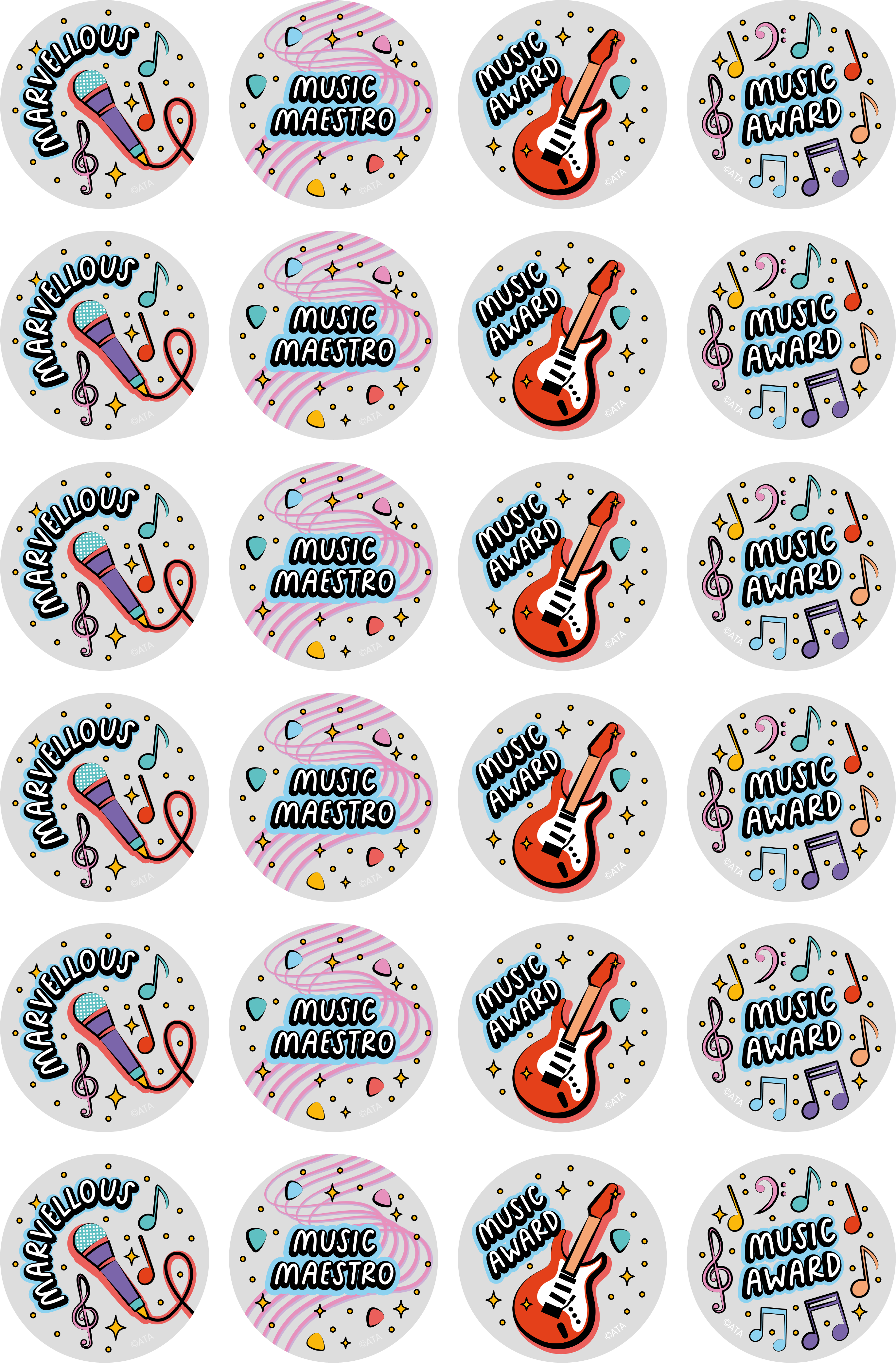 Music Metallic Stickers