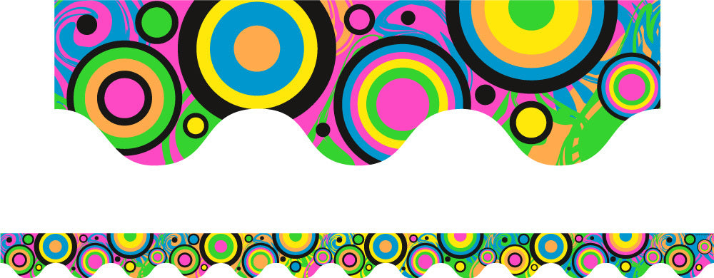 Fluoro Spots and Dots Scalloped Border