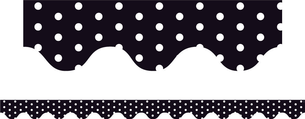 Black Polka Dots - Scalloped Borders (Pack of 12)