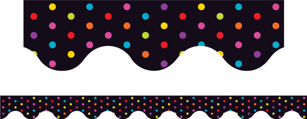 Multicolour Polka Dots (Black) - Magnetic Scalloped Borders (Pack of 12)