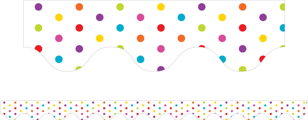 Multicolour Polka Dots (White) - Magnetic Scalloped Borders (Pack of 12)