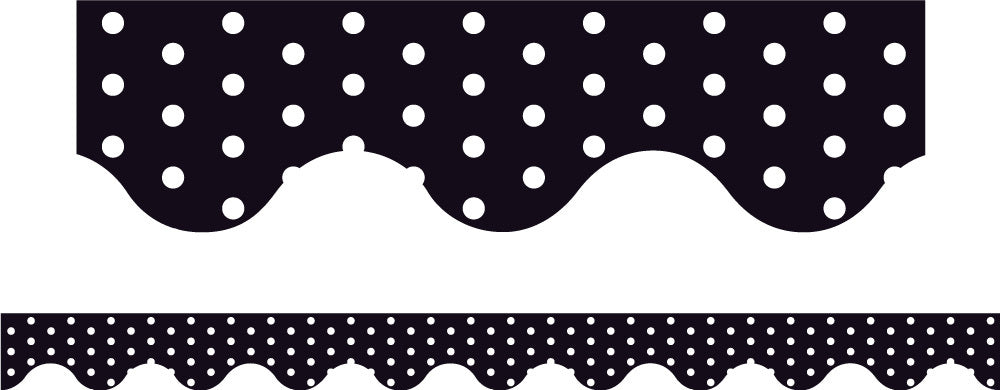 Black Polka Dots - Magnetic Scalloped Borders (Pack of 12)