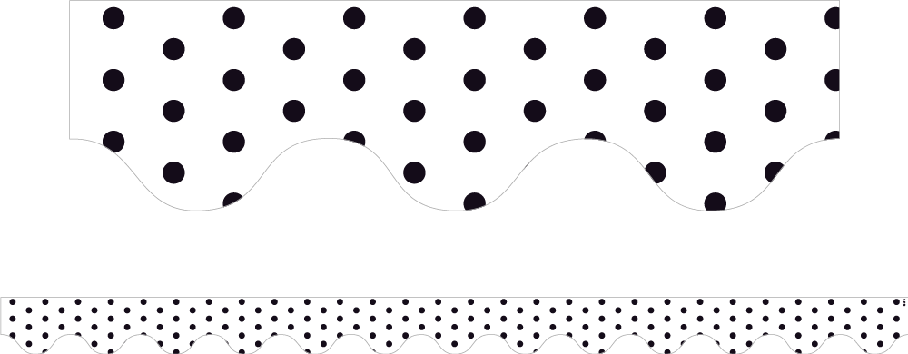 White Polka Dots - Magnetic Scalloped Borders (Pack of 12)